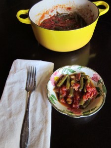 small bowl of green beans with more in casserole dish