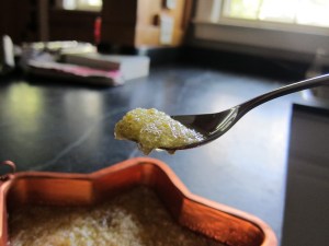 spoon filled with unset jello salad