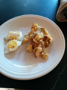 potatoes and eggs on a plate